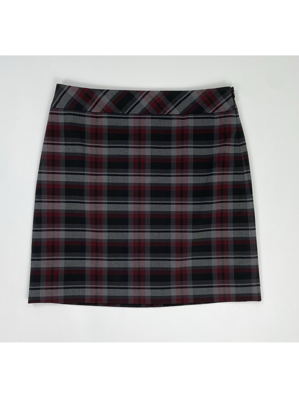 NWT Ann Taylor Loft Factory Skirt Plaid Skirt Black Red Lined Dark Academia 4